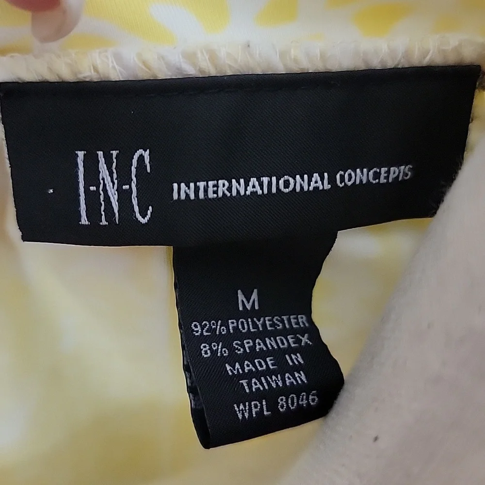 INC One Shoulder Yellow and White Top - Picture 7 of 9